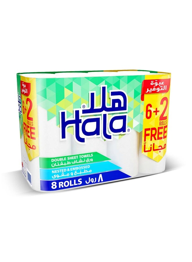 Hala مناديل هلا المطبخ (6+2 مجاناً) رول 2 طبقة 40 ورقة - Image 1