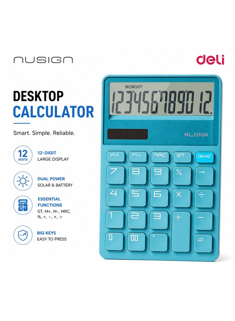 Deli 1-Piece Nusign Desktop Calculator Blue - Image 1