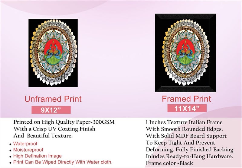 SAF paintings Madhubani Art Black frame painting for Wall DecorationHome and Office OLSANFK33262A - Image 2
