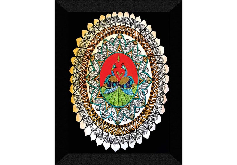 SAF paintings Madhubani Art Black frame painting for Wall DecorationHome and Office OLSANFK33262A - Image 1
