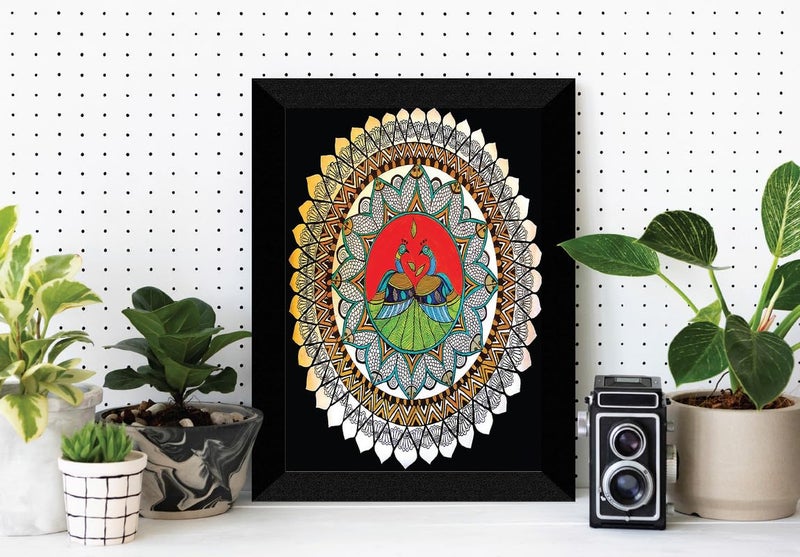 SAF paintings Madhubani Art Black frame painting for Wall DecorationHome and Office OLSANFK33262A - Image 3