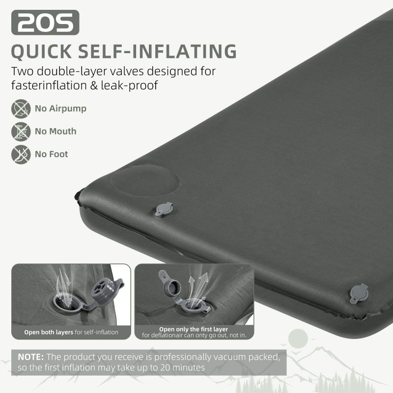 Wevelel Memory Foam Camping Mattress Pad, 3.5" Ultra-Thick Sleeping Mats for Camping, Easy Inflate&Deflate,9.5 R-Value(Gray) - Image 5