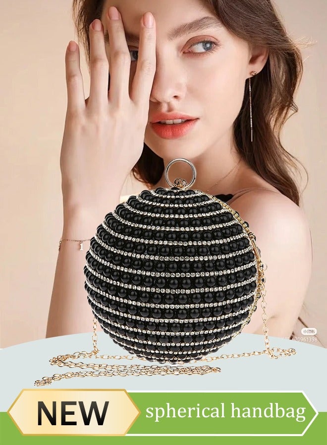 Loquat Womens spherical handbag, Stone detail spherical clutch， Fashion rhinestone shoulder bag, portable wallet, can store keys, lipstick, perfume, suitable for weddings, parties, shopping, dating  - Image 1