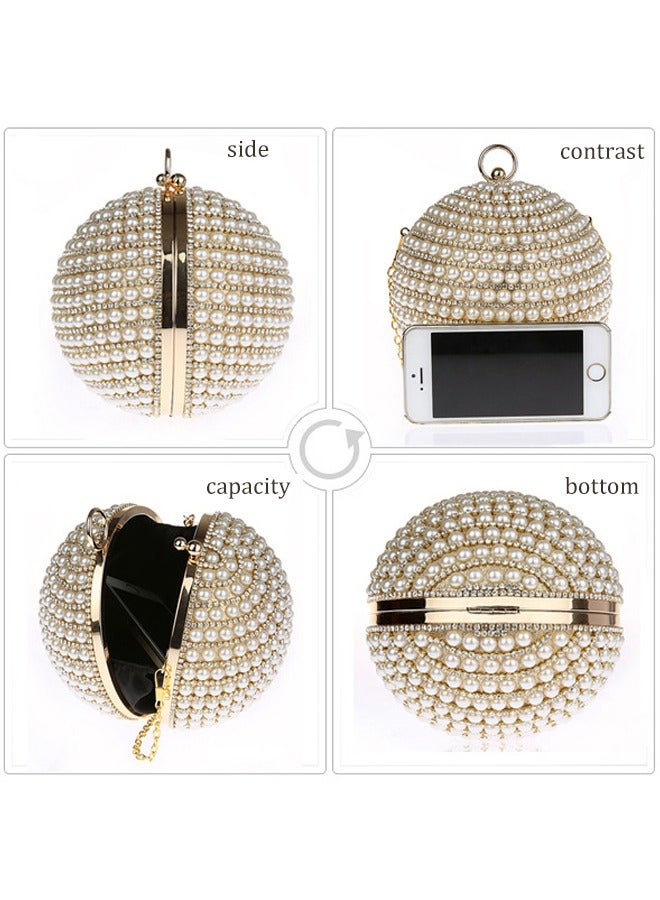 Loquat Womens spherical handbag, Stone detail spherical clutch， Fashion rhinestone shoulder bag, portable wallet, can store keys, lipstick, perfume, suitable for weddings, parties, shopping, dating  - Image 5