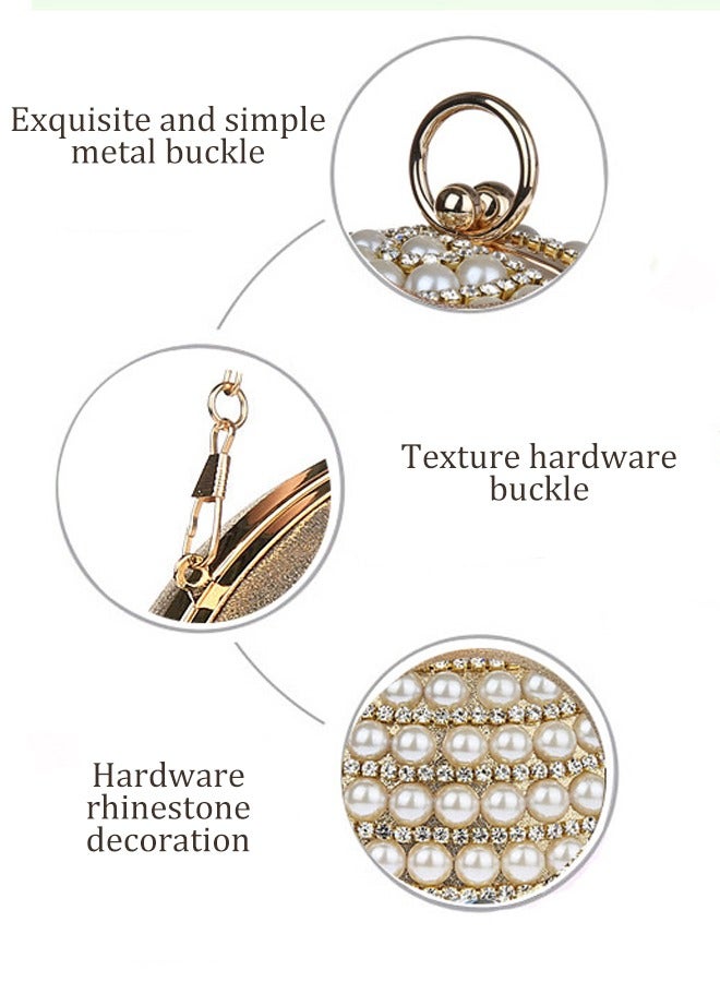 Loquat Womens spherical handbag, Stone detail spherical clutch， Fashion rhinestone shoulder bag, portable wallet, can store keys, lipstick, perfume, suitable for weddings, parties, shopping, dating  - Image 4