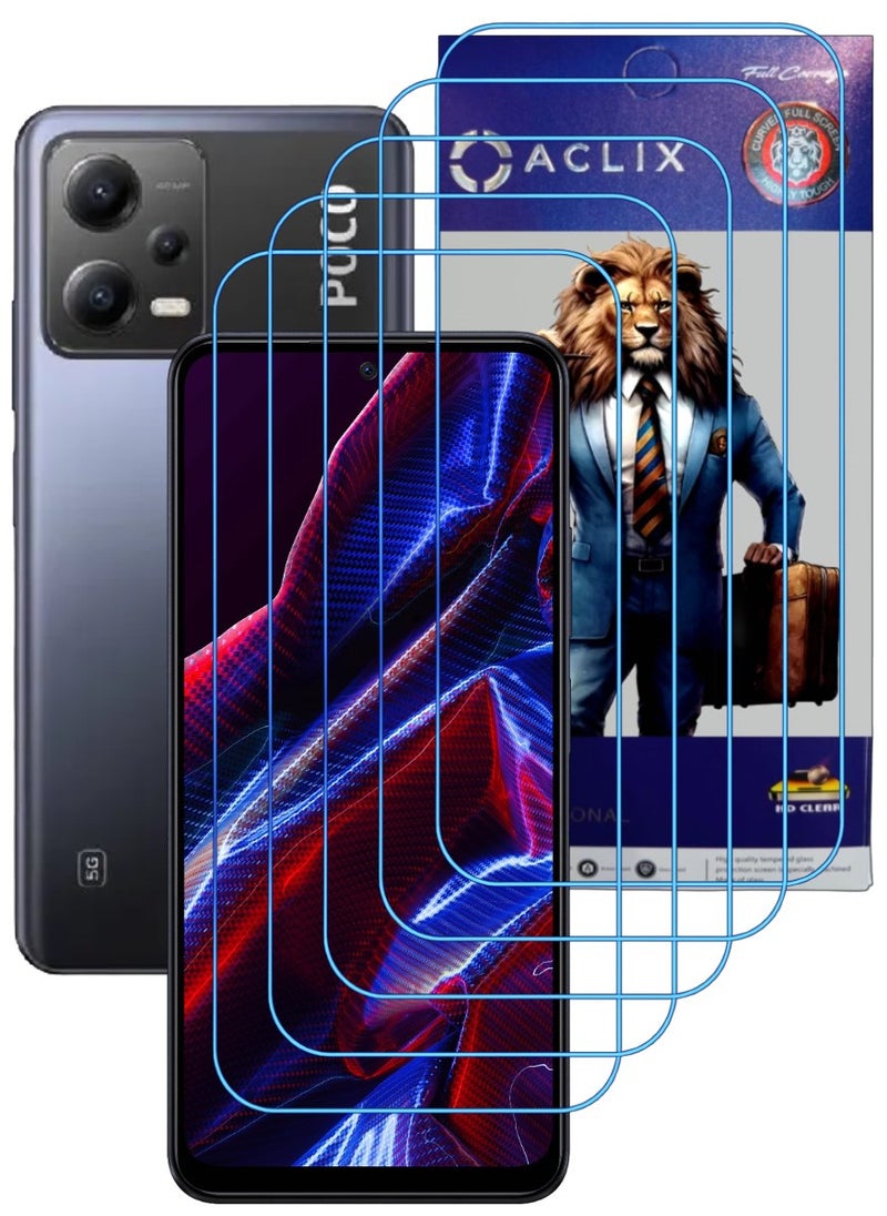 ACLIX 5 Pieces Antistatic ESD Dustproof Premium Quality High Definition Clear Tempered Glass Screen Protector Designed For Xiaomi Poco X5 - Image 1