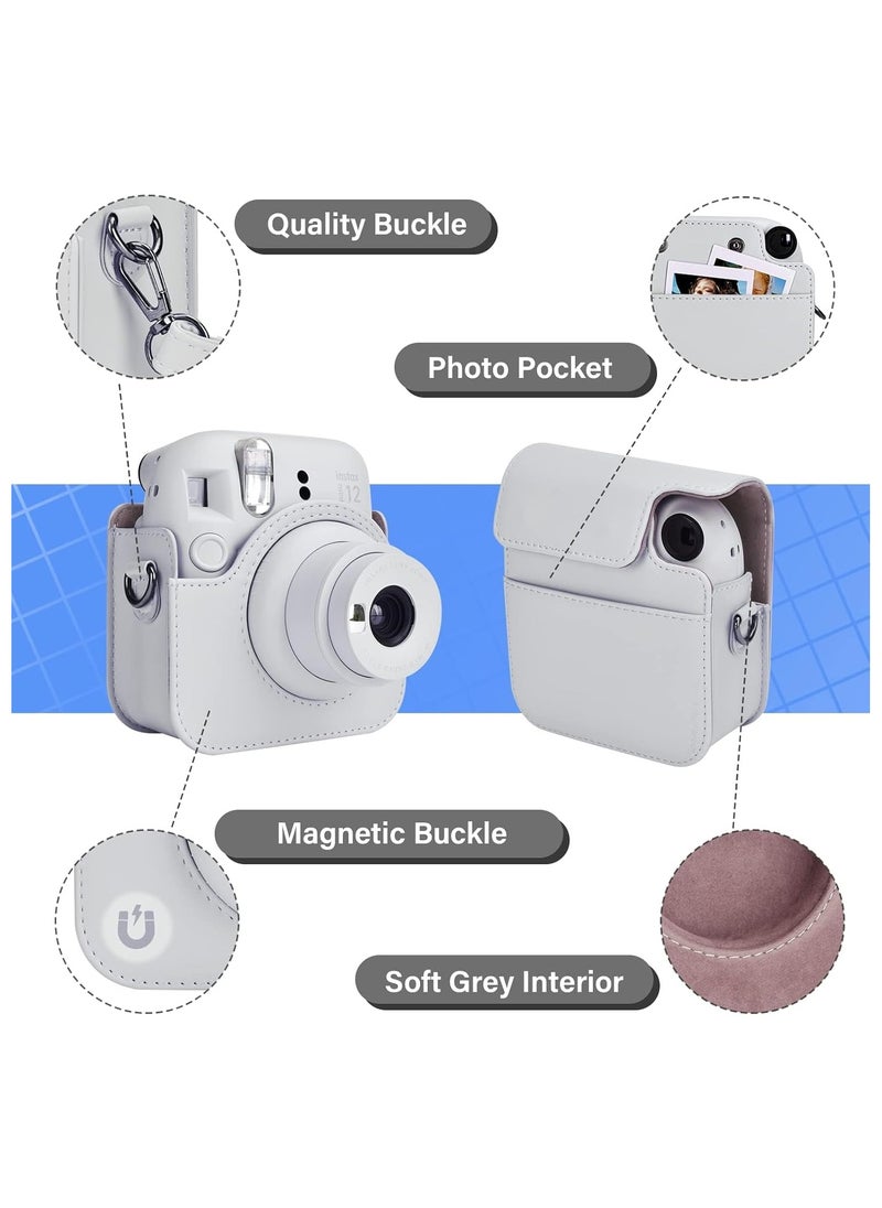 General Fujifilm Instax Mini 12 / Polaroid mini 12 Case, Fujifilm Instax Mini 12 Instant Camera PU Leather Case, Removable Case with Adjustable Shoulder Strap  - Image 4