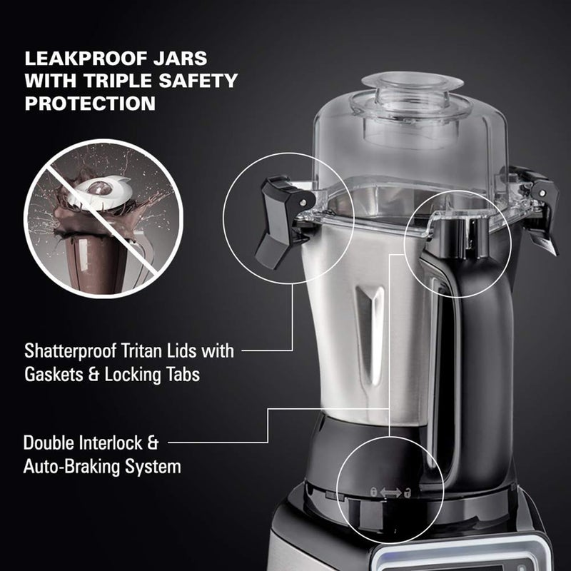 Hamilton Beach Professional Hamilton Beach Professional Juicer Mixer Grinder 58770IN 1400 Watt Rated Motor Triple Overload Protection 3 Stainless Steel Leakproof Jars Triple Safety Protection Intelligent Controls Black  - Image 5