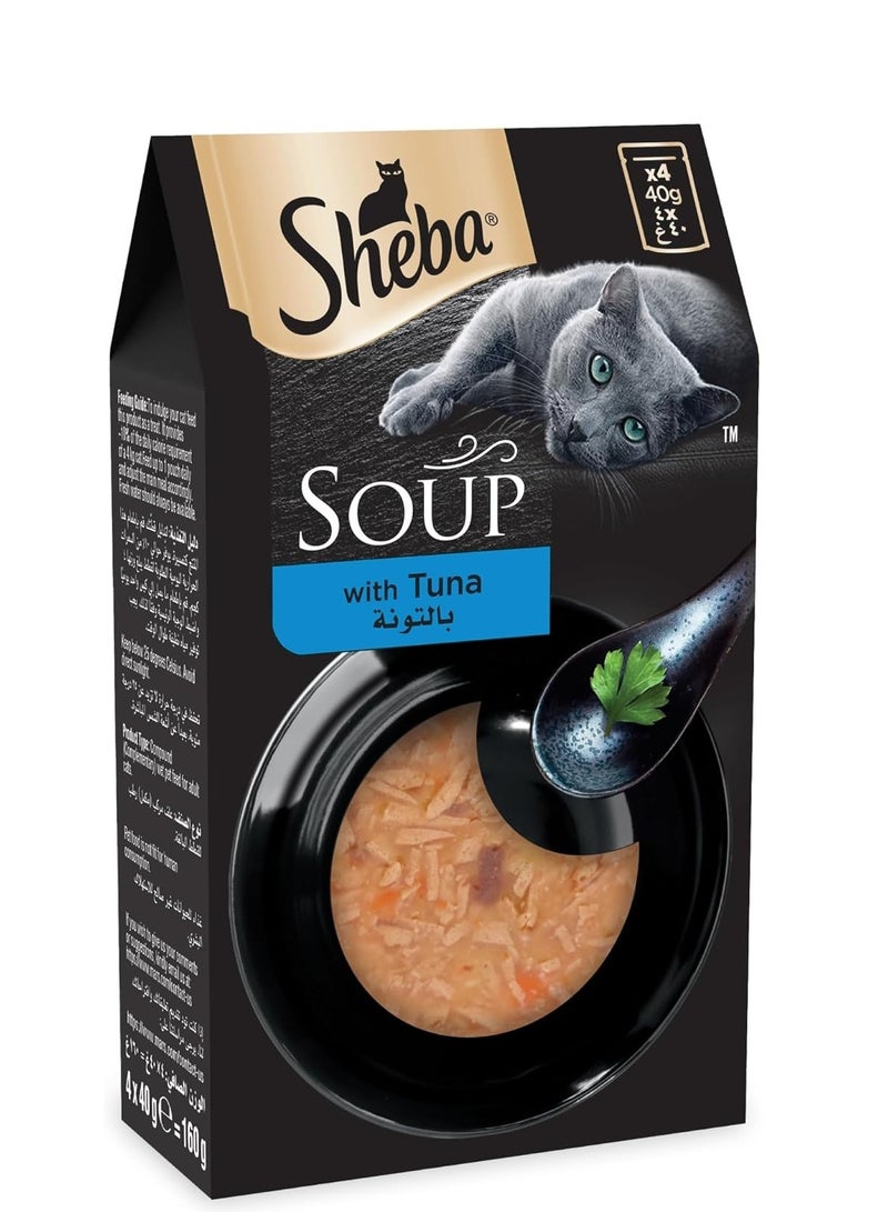 Sheba Tuna Soup Cat Food, 4 x 40g - Image 1