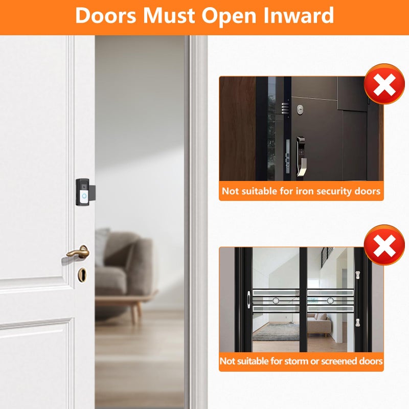 Mamerry Anti-Theft Video Doorbell Camera Mount, Doorbell Bracket No Drilling Compatible with Video Doorbell for Houses, Apartments, Rentals (Black) - Image 3