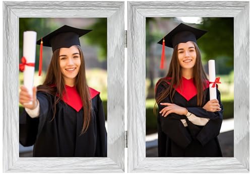 Clay Roberts Double 6 x 4 Picture Frame Grey Holds 2 Photographs Twin Hinged 10 x 15 cm