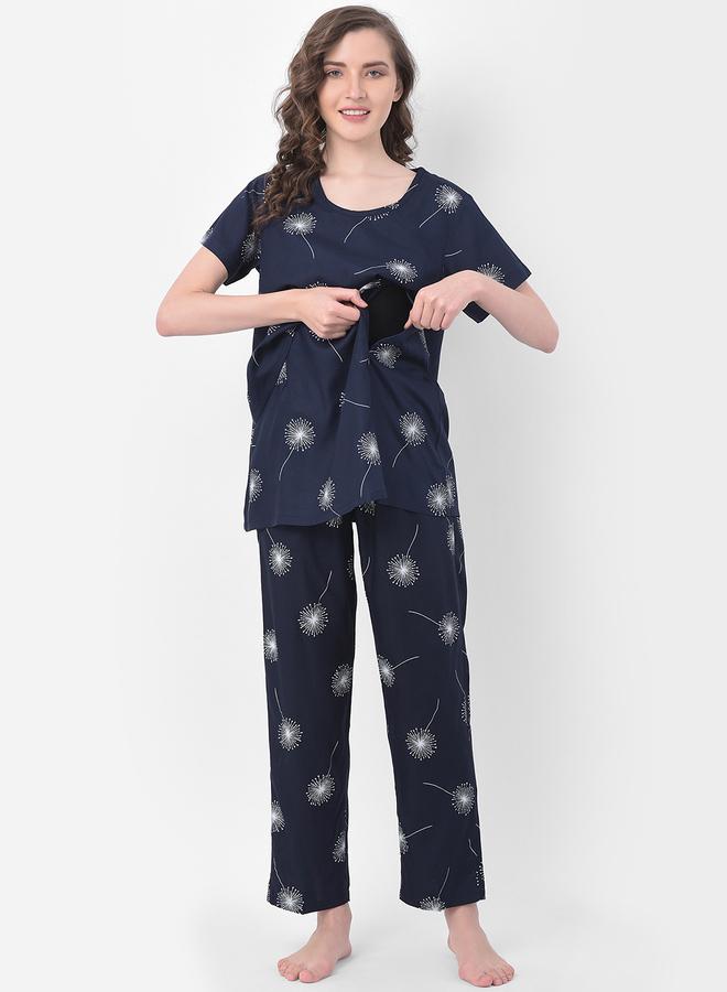 Clovia Dandelion Print Nursing Top and Pyjama Set - Image 1