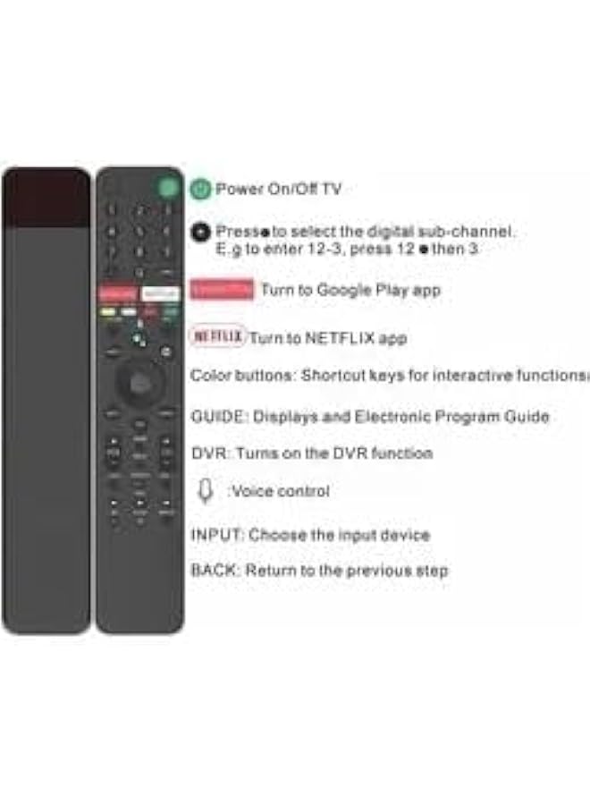 Replacement Voice Remote control TX500U compatible for Sony TVs