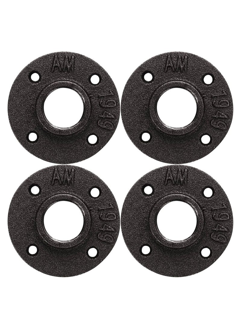KASTWAVE Black Floor with Threaded Hole, Malleable Iron Pipe for Industrial Vintage Style, DIY Project, Shelving Decoration, Furniture, 4PCS (1 Inch)  - Image 1
