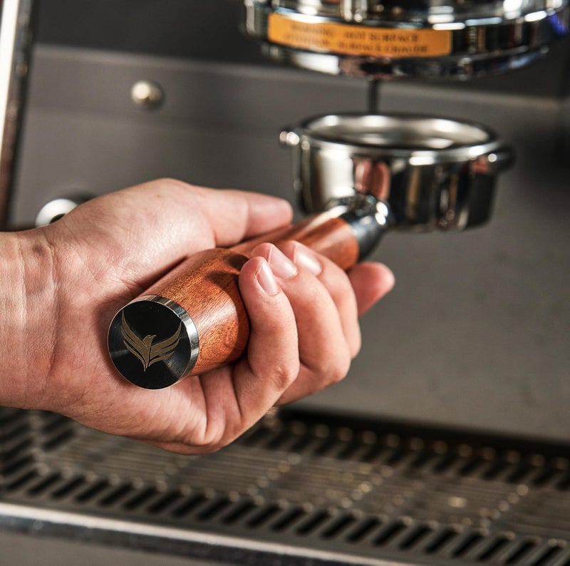 KNODOS Bottomless Portafilter for 58mm Sage Breville Dual Boiler Espresso Machines 2 Ears  Rosewood Handle  Double Shot Filter Basket Included Fits DualBoiler Oracle Oracle Touch