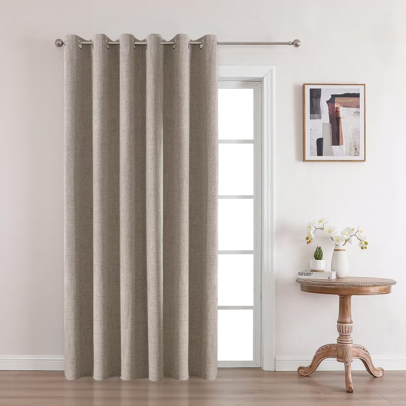 Joydeco Blackout Room Divider Curtains Extra Wide Sliding Door Drapes Living Room Curtains Linen 1 Panel 70W x 90L Inch Patio Door Drapes for Room Privacy