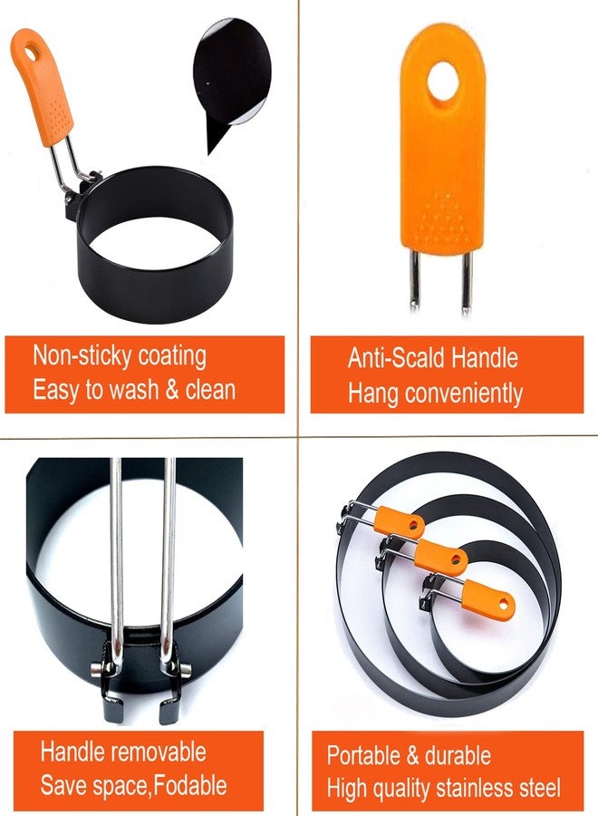 WOWITIS Upgrade 4" Large Egg Rings Set for Griddle,4 Packs Non-stick Stainless Steel Round Egg Ring for Frying Egg Pancake Mold Ring Omelette Ring Shapper for Muffin with 1X Oil Brush & 1X Egg Separator - Image 5