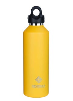 RevoMax Vacuum Insulated Double Wall Water Bottle with Twist Free and No Screw Insulated Flask,Portable Thermo Flask for Cold or Hot Beverages, Lemon Yellow 32oz/ 950ml