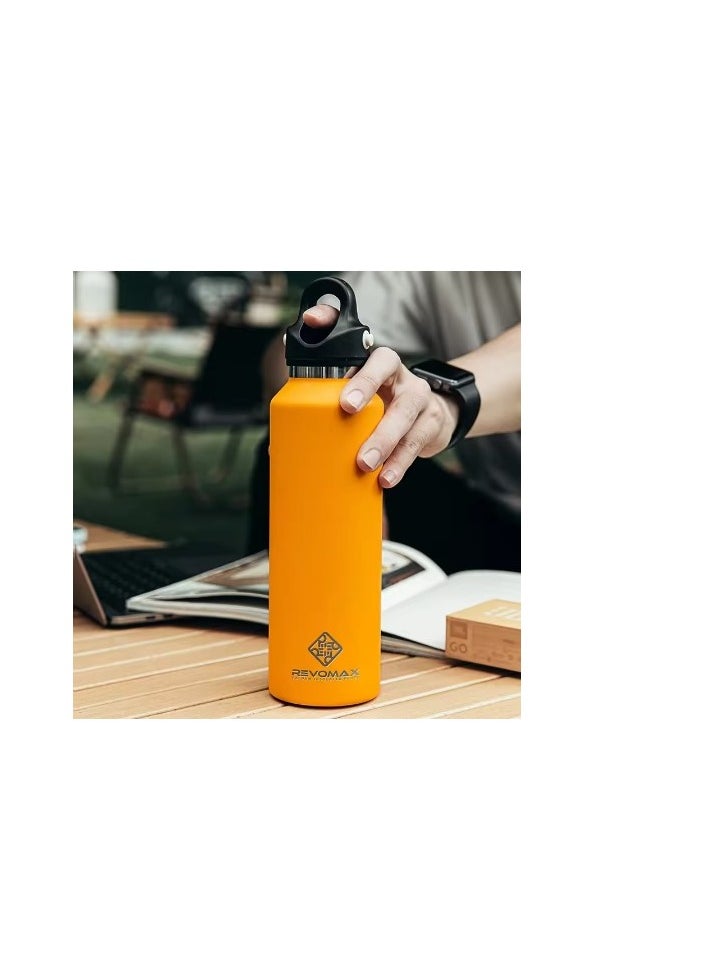 RevoMax - RevoMax Vacuum Insulated Double Wall Water Bottle with Twist Free and No Screw Insulated Flask,Portable Thermo Flask for Cold or Hot Beverages, Lemon Yellow 32oz/ 950ml - Image 1