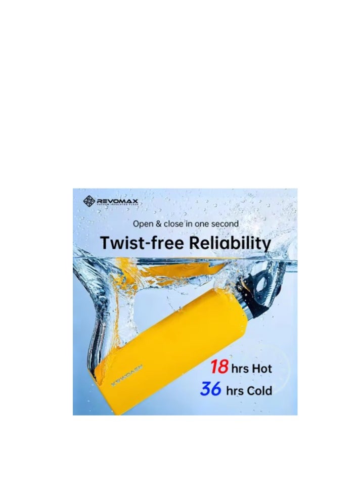 RevoMax - RevoMax Vacuum Insulated Double Wall Water Bottle with Twist Free and No Screw Insulated Flask,Portable Thermo Flask for Cold or Hot Beverages, Lemon Yellow 32oz/ 950ml - Image 1