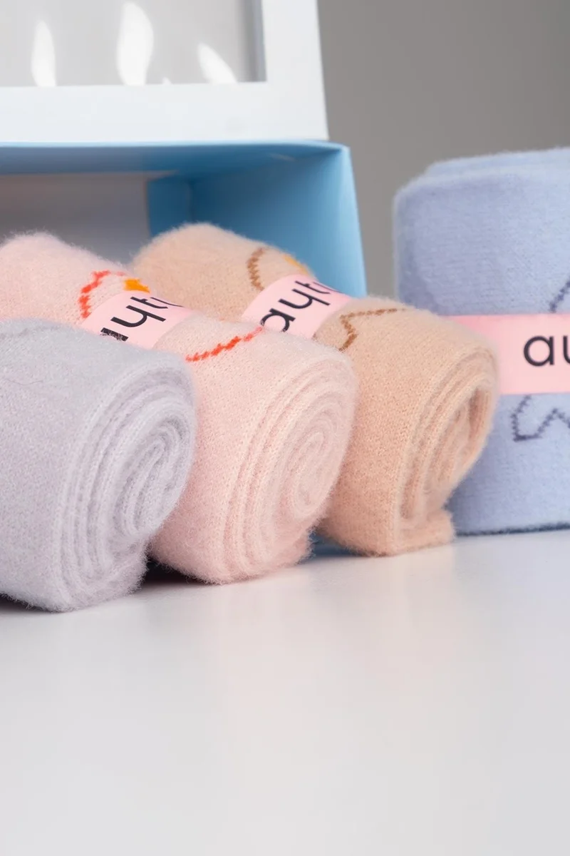 Aytuğ Women's Cotton 4 Pairs Specially Boxed Multicolored Sock Sleeping Socks - 48008