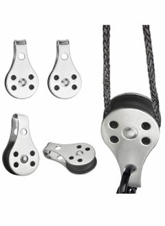 Y&D Pulley Block, 4 Pcs Single Block,Stainless Steel Wire Rope Controller Silver Block  - Image 1