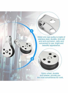 Y&D Pulley Block, 4 Pcs Single Block,Stainless Steel Wire Rope Controller Silver Block  - Image 3
