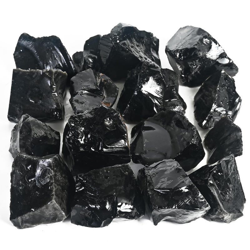 Crocon 1LB Black Obsidian Rough Bulk Natural Stone Raw Stone Tumbling Cabbing Polishing Mining Chakra Balancing Reiki Healing Good Luck Home Office Decor