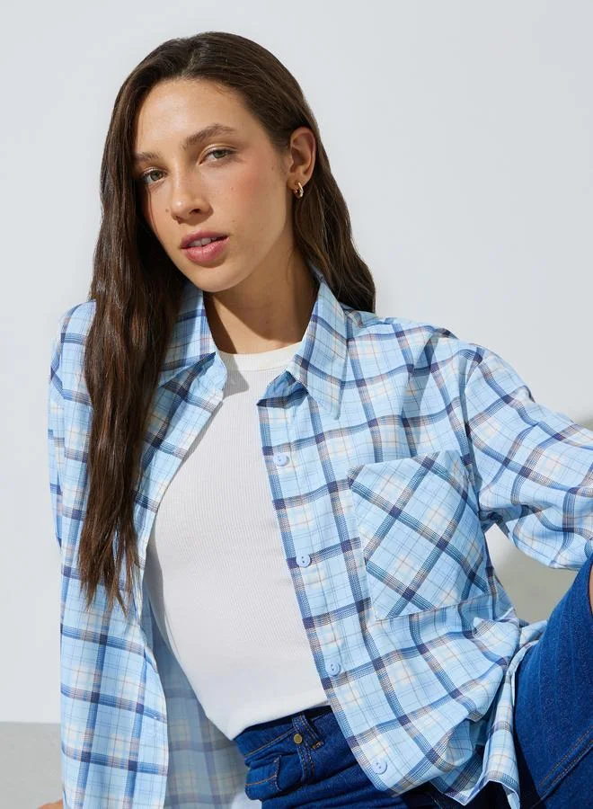 ستايلي Multi-Color Checked Pocket Detail Long Sleeves Shirt