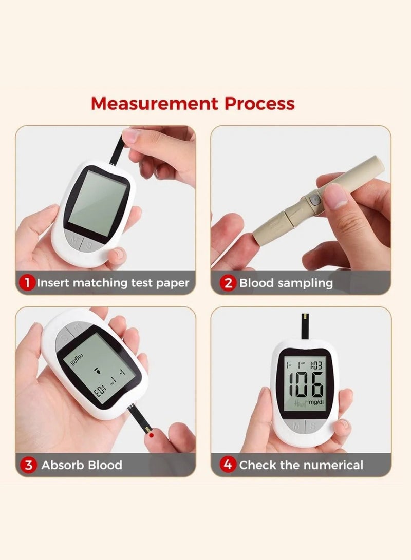 Houmt Blood Glucose Monitor Kit High Accuracy Blood Sugar Test Kit with 50 Glucometer Strips 50 Lancets 1 Lancing Device Diabetes Testing Kit No Coding Required Travel Size - Image 3