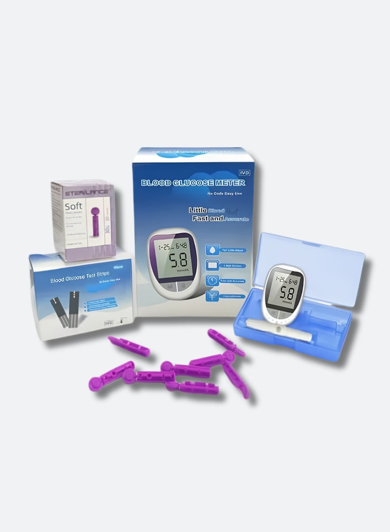 Houmt Blood Glucose Monitor Kit High Accuracy Blood Sugar Test Kit with 50 Glucometer Strips 50 Lancets 1 Lancing Device Diabetes Testing Kit No Coding Required Travel Size - Image 4