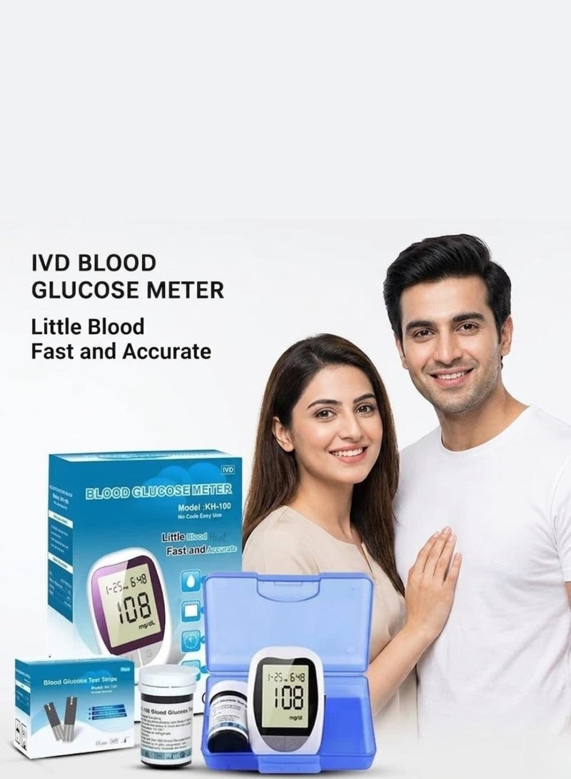 Houmt Blood Glucose Monitor Kit High Accuracy Blood Sugar Test Kit with 50 Glucometer Strips 50 Lancets 1 Lancing Device Diabetes Testing Kit No Coding Required Travel Size - Image 5