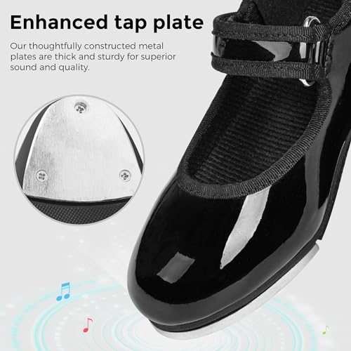 Stelle Tap Shoes for Girls Toddler Boys PU Leather Dance Shoes(Toddler/Little Kid/Big Kid)(Black,11ML) - Image 4