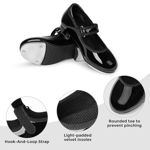 Stelle Tap Shoes for Girls Toddler Boys PU Leather Dance Shoes(Toddler/Little Kid/Big Kid)(Black,11ML) - Image 3