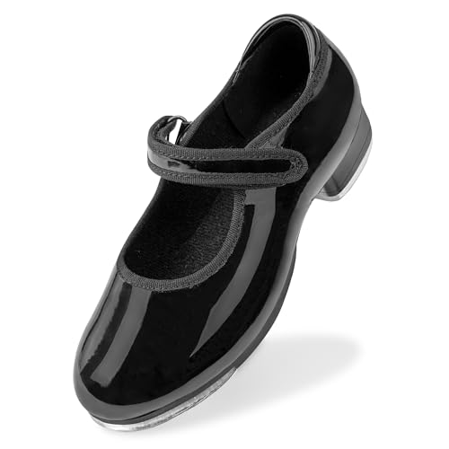 Stelle Tap Shoes for Girls Toddler Boys PU Leather Dance Shoes(Toddler/Little Kid/Big Kid)(Black,11ML) - Image 1