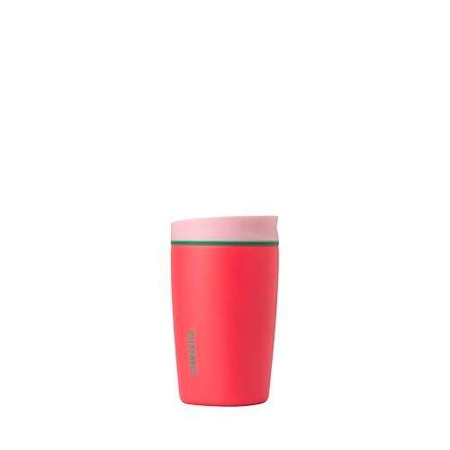 Owala SmoothSip Slider Insulated Stainless Steel Coffee Tumbler Reusable Iced Coffee Cup Hot Coffee Travel Mug BPA Free 12 oz PinkRed Strawberry Fields - Image 1