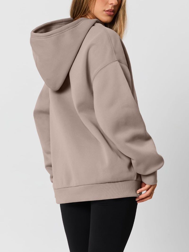 AUTOMET Womens Oversized Hoodies Fleece Trendy Sweatshirts 2026 Pullover Coffee Grey XL - Image 4
