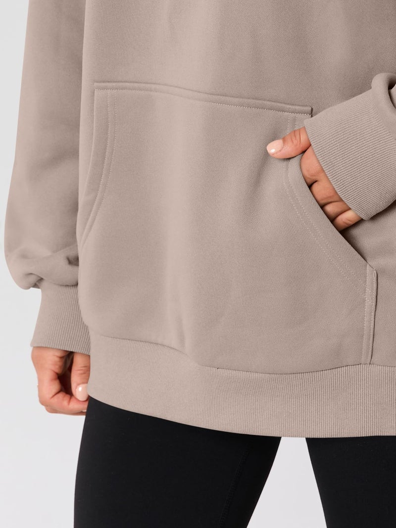 AUTOMET Womens Oversized Hoodies Fleece Trendy Sweatshirts 2026 Pullover Coffee Grey XL - Image 5
