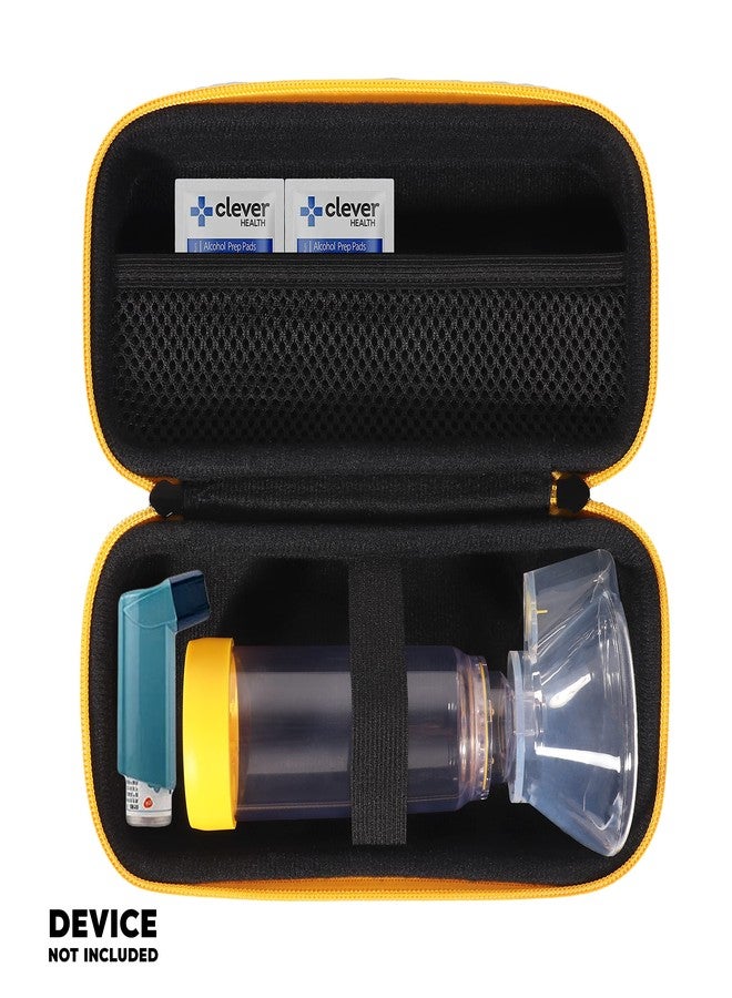 CaseSack Inhaler Holder case for inhaler spacer and Asthma Inhaler for Adults and Kids, with Rooms for Pills and Other Essentials (Black with yellow zip) - Image 3