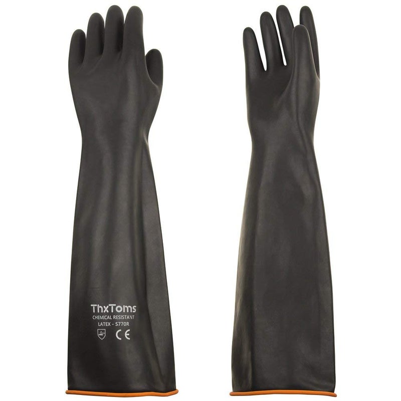 ThxToms Heavy Duty Latex Gloves, Resist Strong Acid, Alkali and Oil, 22", 1 Pair - Image 1