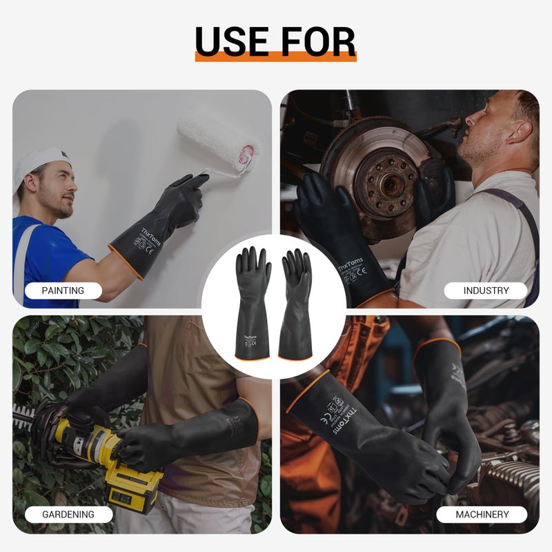 ThxToms Heavy Duty Latex Gloves, Resist Strong Acid, Alkali and Oil, 22", 1 Pair - Image 4