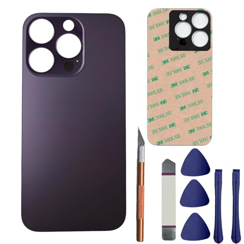 Anglepingping 14 Pro Back Glass Replacement for iPhone 14 Pro Rear Back Glass with Pre-Installed Adhesive + Reparing Toolkit(Deep Purple) - Image 1