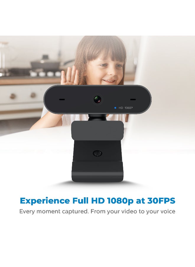 Philips Full HD Webcam with Dual Microphones, 1080P, 360° Rotation, Fixed Focus, and Plug-and-Play USB for Laptop & Desktop - black - Image 3
