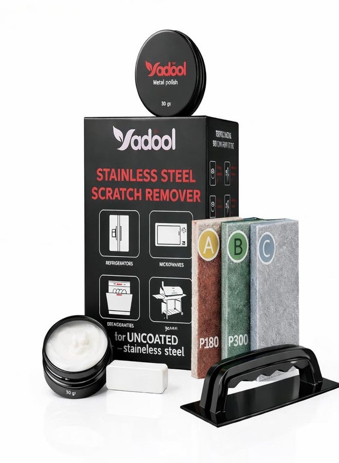 Yadool Stainless Steel Scratch Remover Kit, Ideal for Refrigerators, Fridge, Stoves, Sinks, Dishwasher Doors & Appliances Scratch Repair & Polish, Use for Non-Coated Stainless Steel Metal Repair Kits - Image 1