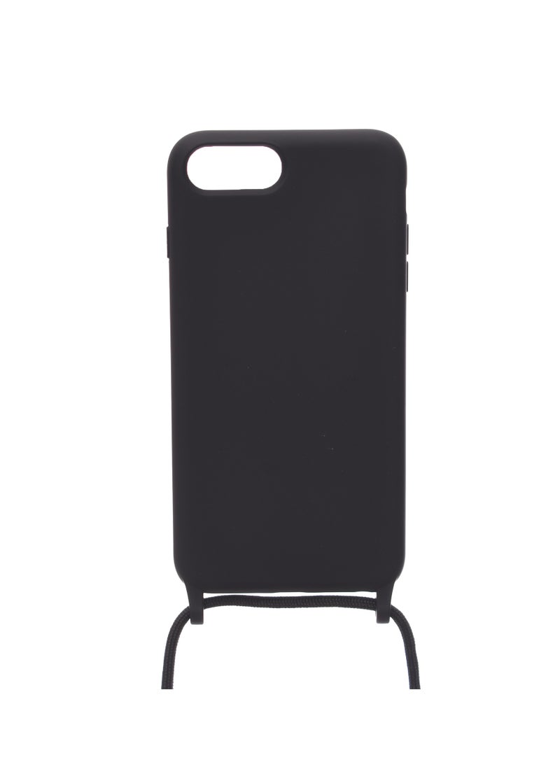 Generic - Silicone Back Phone Protection Cover With Fabric Strap And Safety Edges For Iphone 6/7/8 Plus - Black - Image 1