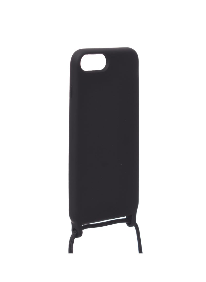 Generic - Silicone Back Phone Protection Cover With Fabric Strap And Safety Edges For Iphone 6/7/8 Plus - Black - Image 1