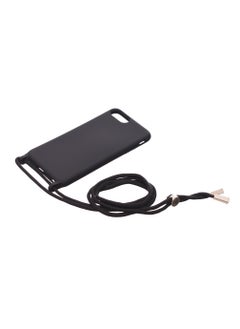 Silicone Back Phone Protection Cover With Fabric Strap And Safety Edges For Iphone 6/7/8 Plus - Black