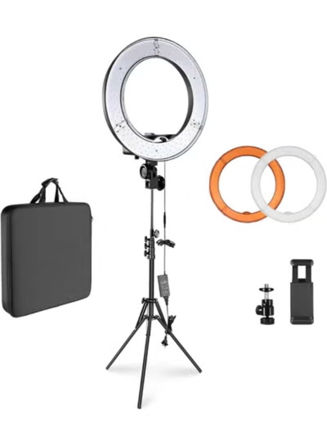 Large 18 Inch LED Ring Light (50W) with Stand - Dimmable, Filters, Remote Shutter & Phone Holder - Professional Lighting for Beauty, Studio & Video - Image 1