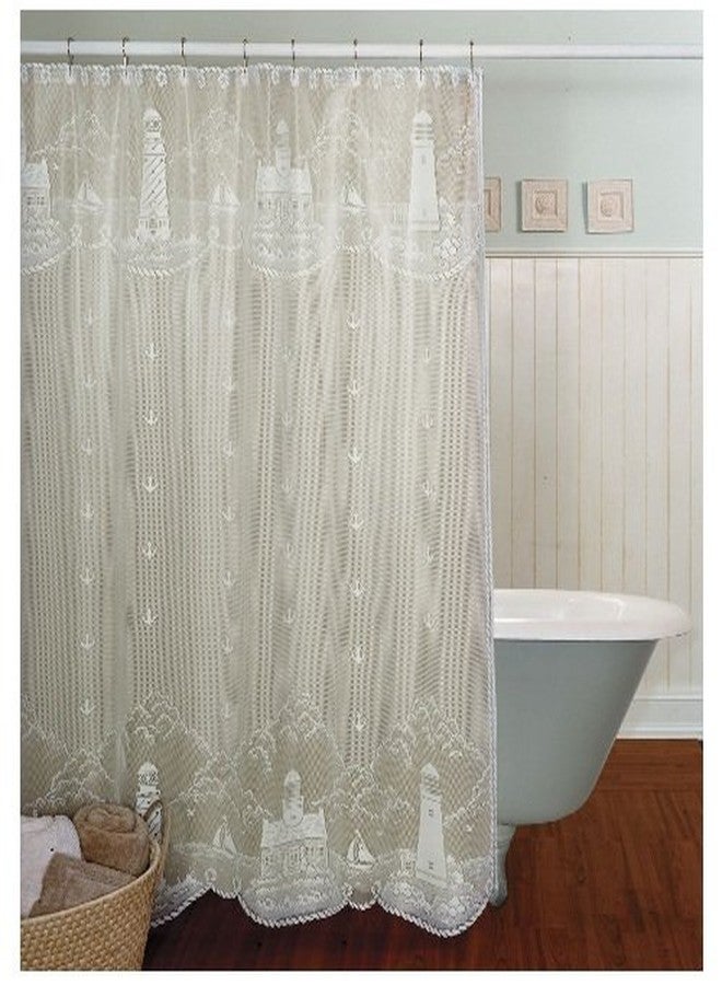 Heritage Lace Lighthouse 72x72 Shower Curtain, White - Image 2