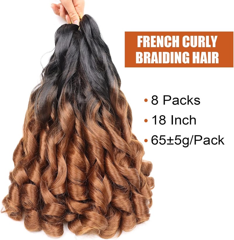 Lianzi French Curly Braiding Hair 18 Inch 8 Packs French Braiding Hair Pre Stretched for Box Braids Spanish Curly Braiding Hair French Curl Braids Crochet Hair Extensions (18 Inch/Pack of 8, B29) - Image 2